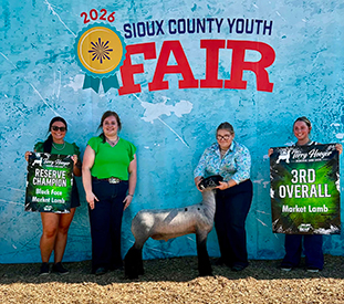 3rd Overall Market Lamb
Reserve Blackface
Sioux County Youth Fair